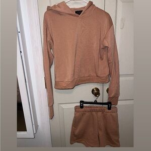 Cozy orange Hoodie and Shorts Set